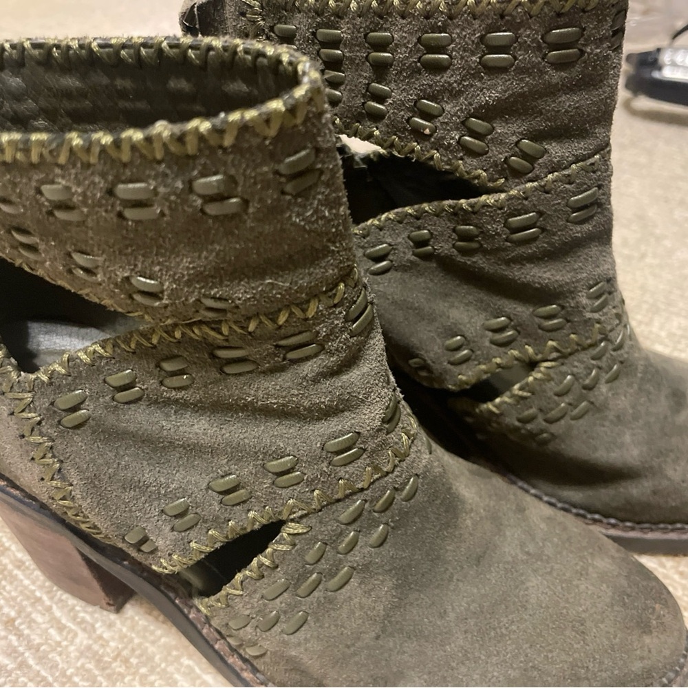 Sbicca Olive Suede Ankle Booties - Picture 3 of 8